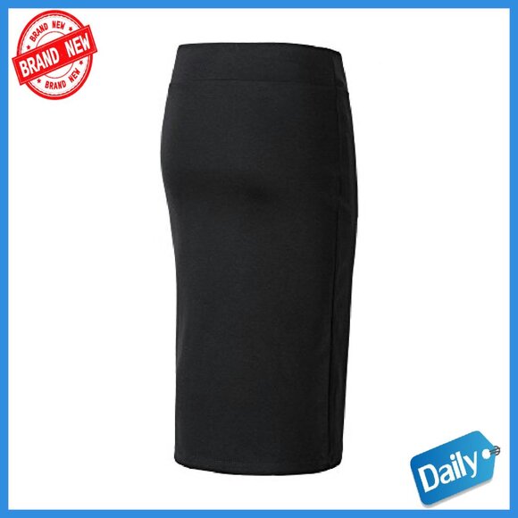 Stretch Bodycon Midi Pencil Skirt Elastic Waist Work Wear - Picture 6 of 7